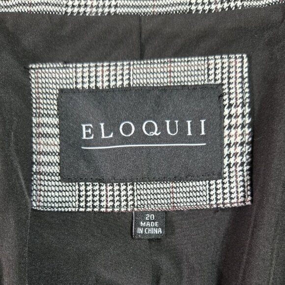 Eloquii Black White Plaid Mini Houndstooth Double Breasted Blazer Preppy - Picture 8 of 11